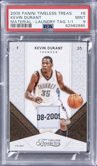 2009-10 Panini Timeless Treasures #8 Kevin Durant Prime Game-Worn Patch Card (#1/1) - PSA MINT 9 